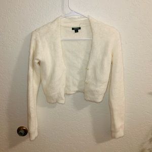 Cropped fuzzy cardigan